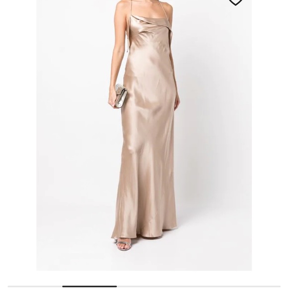 Michelle Mason Maxi Dress Silk Cowl Neck Gown - Picture 3 of 4